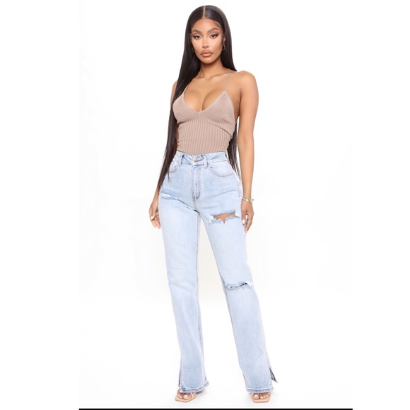 Fashion Nova Split Hem Stretch Jeans 1 - Picture 2 of 6